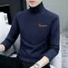 Camiseta de manga larga para hombre con cuello alto, camiseta interior elástica para hombre, primavera y otoño, casual, algodón, camiseta para hombre, top, moda, venta al por mayor