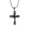 Haiteng joyería Joyería europea y americana Nueva Moda anillo de acero de titanio para hombre con gema cruzada Corona religioso al por mayor