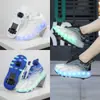 Sapatos de caminhada de celebridade da internet carregando luz piscante meninas Crianças estudantes sapatos de patinação sapatos de patinação de duas rodas masculinos podem receber rodas sapatos de purga
