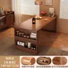 Mesa de Jantar Toda em Madeira Maciça para Uso Doméstico, Adequada para Apartamentos Pequenos, Mesa de Jantar Simples para Casa Alugada, Mesa de Jantar e Cadeiras na Cor Nogueira, Mesa Ilha, Balcão de Bar com Armazenamento