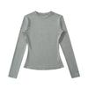 Camiseta Kardashian Reloj de Arena Usando Dibujo Cintura Elástica Ajustada Básica Versátil Adelgazante Simple Manga Larga Camisa Base Moderna