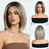 Peluca de Fibra Sintética Nueva Transfronteriza para Mujer, Peluca Completa de Verano, Peinado Bob Natural Realista, Raya en Medio, Peluca Completa Rejuvenecedora