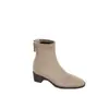 Botas de Moda con Cremallera Trasera Lujo Ligero Cómodas Estilo Viento Nuevo Estilo Hechas a Mano Punta Cuadrada Botas para Mujer Retro Versátiles Gamuza 2026 Negro