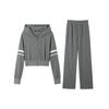 2024 primavera popular usar un conjunto de pantalones casuales de pierna ancha para mujer suéter con capucha estilo occidental deportivo frito calle traje de dos piezas