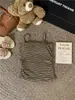 Camisole Listrada com Alça Fina para Mulheres com Design Plissado, Top para Roupa Íntima com Bojo, Top Base para Roupa Externa para Mulheres