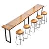 Mesa Longa de Barra e Cadeiras de Madeira Maciça para Loja de Chá com Leite Mesa Alta Casual Mesa de Jantar Combinação de Mesa de Barra de Parede e Cadeiras para Café