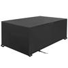 Funda impermeable para mesa y silla de jardín de exterior, de tela Oxford negra 420D con hebilla en las cuatro esquinas, ideal para muebles de exterior.