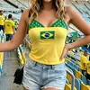 Biquíni Duas Peças Strapless Y2K com Cores da Bandeira Brasileira e Estampa de Estrelas, Biquíni com Cadarço, Cropped de Renda para Praia