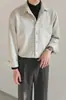 Camisa de Veludo Camurça de Alta Qualidade com Mangas Longas para Homens, Estilo Coreano Tendência Bonita Camisa Sem Ferro, Jaqueta Solta de Outono