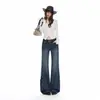 Jeans Chizhi Laranja#Retrô Americano Não Skinny Cintura Média-Baixa Micro Flare Feminino Solto Modelador Fashionável Versátil Calça Cargo