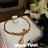 Antiguo Filigrana Punto Diamante Flor Ventana Diamante Mortero Pulsera Nuevo Chinoiserie Corazón de Dragón Flor Plato Pulsera Conjunto