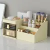 Caixa de armazenamento de cosméticos tipo gaveta, organizador de joias e batom de desenho animado, caixa de armazenamento de papelaria compartimentada simples para mesa