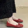 Zapatos de ballet planos Chuyuji estilo francés con lazo suave, nuevo para otoño 2026, poco profundos, suela blanda, rollo de huevo rojo