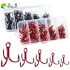 Set de anzuelos de pesca de agua dulce de acero al carbono Plata Negro Oro Múltiples especificaciones Anzuelos de pesca con púas Caja de accesorios de pesca Anzuelos triples