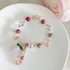 Estilo melocotón de verano ~ Nueva pulsera Mori linda de melocotón para mujer, pulsera de cuentas de cristal para estudiantes fresca y súper brillante