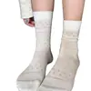 Meias de Malha Estilo Ballet Meia-Panturrilha para Meninas, Finas de Verão Versáteis Japonesas Meia Arrastão Vazada de Malha Dongdaemun