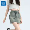 Saia Curta Jeans Vintage para Mulheres, Tendência de Verão Versátil Novo Design de Cintura Alta em Linha A Saia Lápis