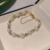 Pulseira de Prata de Lei S925 com Pérola Irregular Natural Feminina Contas Prata Quebrada Estilo Frio Nicho Elegante Versátil Joia