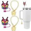 (2+2) Cubierta de Popote de Flor para Accesorios de Taza Stanley 10 mm Silicona Reutilizable