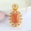 Colgante de Piedra Lunar Naranja Natural Guan Yu Collar de Piedra Solar Cristal Transmisión en Vivo de Comercio Electrónico Más Vendido Al Por Mayor S5050305L