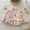Sudadera con Forro de Felpa Si 26 Invierno Niños Otoño/Invierno Niñas Versátil Encaje Ropa Cálida Capa Base Engrosada Bebé