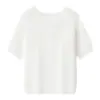 Novo top de tricô de manga curta em cores doces de verão feito de seda, fio de papel e liocel, camisa casual de proteção solar com gola redonda para mulheres
