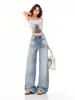 Jeans Rasgados para Mujer, Pantalones de Pierna Ancha de Cintura Alta para Otoño, Pantalones Sueltos Adelgazantes, Jeans de Pierna Ancha para Mujer de Otoño, Pantalones Rasgados