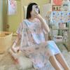 Camisola de seda de algodão feminina primavera e outono verão pijama fino coreano meninas doces celebrantes online explosões ao vivo casa outwear saia
