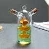 Olla de Aceite de Vidrio, Botella de Salsa Vinagre, Botella de Aceite de Oliva, Caja de Condimentos, Botella de Condimentos Dos en Uno Resistente al Calor, Botella de Aceite de Sésamo Salsa de Soja, Botella de Condimentos