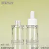 Botella gotero personalizada de 15 ml, transparente, de paredes gruesas, para esencia, con cabezal de plástico blanco exprimible, para líquido de exportación, boca de 20 dientes, botella de plástico vacía