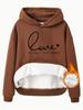 Talla europea transfronteriza otoño e invierno Suéter de mujer europeo y americano con capucha y bolsillo canguro de manga larga con forro polar ESTÁ TODO estampado