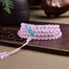 Contas Redondas Otimizadas de Pó de Gelo de Cristal Rosa 108 Contas Pulseira de Contas de Buda Corrente para Suéter Rosário Multi-Círculo de Cristal Rosa Pulseira Multi-Círculo