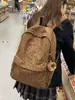 Mochila con Lazo Estilo Coreano para Niñas, Mochila de Pana Suave Estilo 'Soft Girl' para Escuela Secundaria, para Viajes y Commuting, Mochila Escolar Juvenil