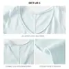 Camiseta de Manga Corta Holgada Estilo Perezoso con Cuello en V y Estampado de Copos de Nieve de Algodón para Mujer, Versión Coreana, Top Básico Casual Color Sólido Versátil
