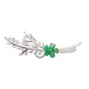 Broche de Esmeralda Natural Popular al por Mayor de Fábrica Plata S925 Incrustado Piedra Principal 3*4 Joyería de Lujo Venta Directa de Fábrica