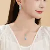 Collar de Calabaza de Plata Pura 925 para Mujer, Nuevo Estilo Chino Jadeíta Natural Jade Azul Agua Cadena para Clavícula Colgante de Fortuna y Prosperidad