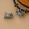 Colgante de gato de la suerte calado finamente elaborado en plata s925, amuleto de gatito retro estilo chino, accesorio de gato para pulsera DIY