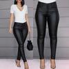 2025 Pantalones Nuevos de Moda para Mujer de Amazon Transfronterizo, Pantalones de Cuero PU de Color Sólido Modernos, Pantalones Sexy de Pierna Pequeña, Pantalones Casuales