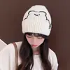 Gorro de Osito para Niños Otoño e Invierno Estilo Coreano Versátil Bordado de Lana Gorro de Tejer Cálido Dibujos Animados para Padres e Hijos Gorro de Punto Moderno
