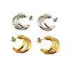 Pendientes Europeos y Americanos Multicapa de Acero Inoxidable 18K Transfronterizos para Mujer, Pendientes Irregulares Chapados en Oro Estilo Ins Simple al por Mayor