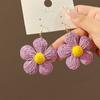 Estilo coreano moderno brincos de gancho de flor exagerada tecidos à mão em ráfia personalidade bloco de cores doces guirlanda floral brincos de nicho joias de ouvido