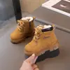 Botas Martin Nuevas de Invierno 2026 para Niños, Zapatos de Algodón Forrados de Felpa, Botitas Amarillas para Niños y Niñas, Zapatos de Bebé Estilo Británico, Botines