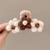Atmósfera de Otoño e Invierno Pinza para el Cabello de Tamaño Mediano Elegante Versátil para la Parte Posterior de la Cabeza Recogido Pinza de Tiburón Alta Apariencia Pinza de Garra de Felpa Accesorios para el Cabello