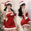 Vestido Curto de Veludo Domila Natal Sexy para Âncora Feminina Fantasia de Cosplay Halloween
