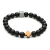 Europa y Estados Unidos pulsera caliente de piedra volcánica natural de 8 mm piedra negra cruz pulsera comercio exterior explosión marca de marea pulsera de cuentas