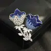 Nuevo Broche de Tulipan de Cristal de Dos Tonos de Lujo de Gama Alta, Flor Doble Tridimensional de Nicho, Accesorio de Broche de Gama Alta para Mujeres