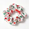Goma para el pelo navideña transfronteriza, scrunchie estampado más vendido en Amazon, accesorio para el pelo de moda con ambiente de Año Nuevo rojo