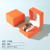 Caja de Reloj Flip de Cuero PU al por Mayor Fabricante Caja de Empaque Redondeada de Cuero para Reloj Caja de Almacenamiento de Empaque para Reloj Mecánico Stock Disponible
