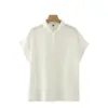 Venta Directa de Fábrica Estilo Japonés Sencillo Cuello de Lingote Camisa sin Mangas de Algodón Puro para Mujer Camisa de Manga Corta de Hilo de Algodón de Doble Capa para Mujer
