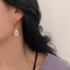 Aretes de Plata 925 con Aguja Cuadrado Concha Letra D para Mujer Coreanos Cara Larga Delgados Semicírculo en C Exagerados Elegantes Personalizados